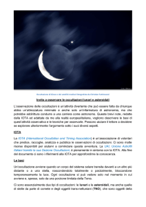 Invito a osservare le occultazioni lunari e asteroidali L`osservazione