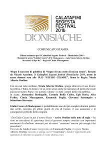 COMUNICATO STAMPA - Calatafimi Segesta Festival