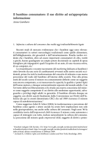 Il bambino consumatore: il suo diritto ad un`appropriata