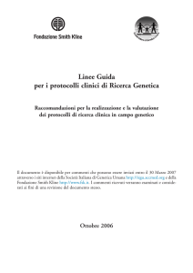 Linee Guida per i protocolli clinici di Ricerca Genetica