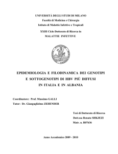 epidemiologia e filodinamica dei genotipi e sottogenotipi di hbv più