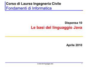 Fondamenti di Informatica Le basi del linguaggio Java