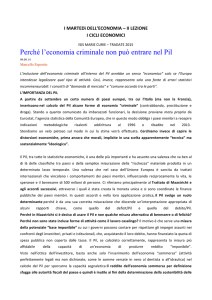 Perché l`economia criminale non può entrare nel Pil