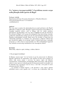 il problema mente-corpo nella filosofia dello spirito di Hegel