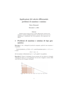 Applicazioni del calcolo differenziale: problemi di massimo e minimo