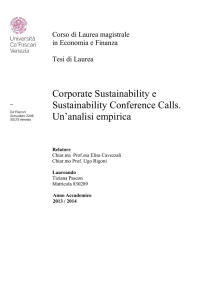 Corporate Sustainability e Sustainability Conference Calls. Un