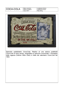 Specchio pubblicitario Coca-Cola. Replica di una storica pubblicità