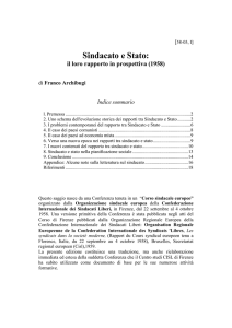 Sindacato e Stato - Prof. Franco Archibugi