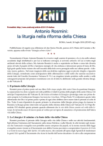 Antonio Rosmini: la liturgia nella riforma della Chiesa