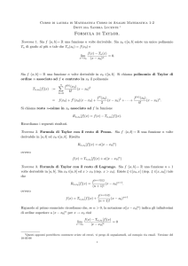 Formula di Taylor. - Dipartimento di Matematica