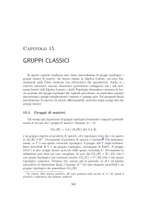 Proprietà algebriche e topologiche dei gruppi classici di matrici