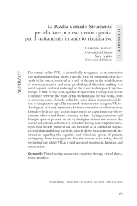 La Realtà Virtuale. Strumento per elicitare processi neurocognitivi