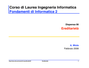 Ereditarietà - Dipartimento di Informatica e Automazione