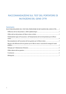 RACCOMANDAZIONI SUL TEST DEL PORTATORE DI MUTAZIONI