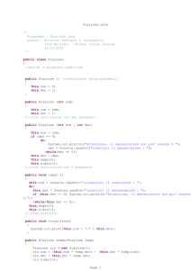 Frazione.java Autore - lelezapp IV Informatica ITIS Ettore Molinari