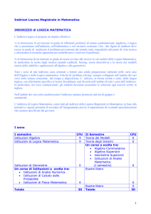 Indirizzi Laurea Magistrale in Matematica INDIRIZZO di LOGICA