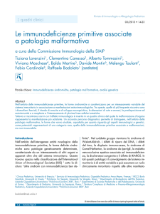 Le immunodeficienze primitive associate a patologia