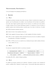 Macroeconomia, Esercitazione 1. 1 Esercizi.