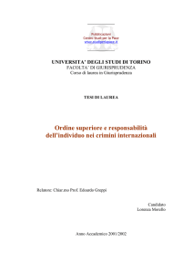 Ordine superiore e responsabilità dell`individuo