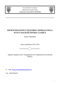 microfondazioni e equilibrio generale nella nuova macroeconomia