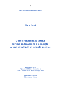 Mario Carini, Come funziona il latino (testo per Grammateion)