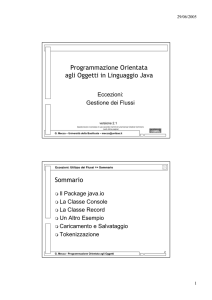 Programmazione Orientata agli Oggetti in Linguaggio Java Sommario