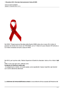 1 Dicembre 2012: Giornata Internazionale di lotta all`AIDS