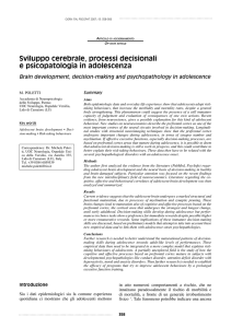 Sviluppo cerebrale, processi decisionali e psicopatologia in