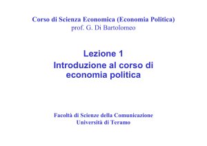 Lezione 1 Introduzione al corso di economia politica