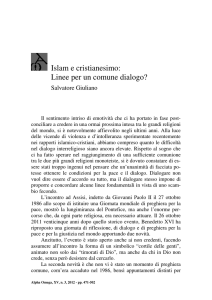 Islam e cristianesimo: Linee per un comune dialogo?