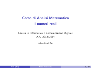 Corso di Analisi Matematica - I numeri reali