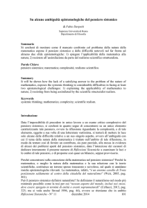 Su alcune ambiguità epistemologiche del pensiero sistemico