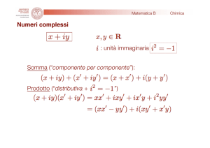 Numeri complessi : unità immaginaria Somma (“componente per
