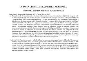 LA BANCA CENTRALE E LA POLITICA MONETARIA