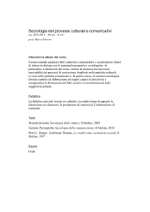 Sociologia dei processi culturali e comunicativi - a.a. 2014-15
