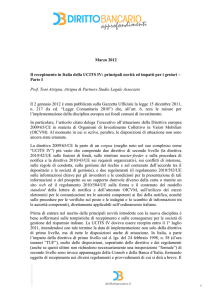 Marzo 2012 Il recepimento in Italia della UCITS IV: principali novità