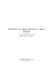 Esercitazione 01- Algebra delle matrici e numeri complessi