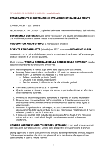 ATTACCAMENTO E COSTRUZIONE EVOLUZIONISTICA DELLA