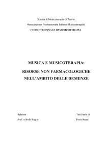 MUSICA E MUSICOTERAPIA: RISORSE NON FARMACOLOGICHE