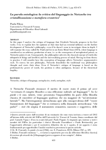 La parola ontologica: la critica del linguaggio in