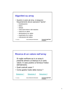 Algoritmi su array Ricerca di un valore nell`array