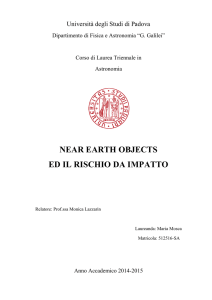 NEAR EARTH OBJECTS ED IL RISCHIO DA IMPATTO