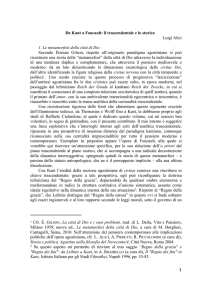 1 Da Kant a Foucault: il trascendentale e lo storico Luigi Alici 1. Le