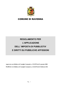 Regolamento per l`applicazione dell`Imposta di Pubblicità e Diritti su