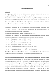 1 Equazioni di primo grado 1. Identità La maggior parte delle attività