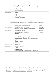Esito regolare degli infiniti della prima coniugazione andè, tardè
