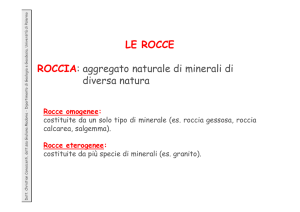 LE ROCCE ROCCIA: aggregato naturale di minerali di diversa natura