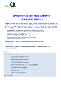 SEMINARIO TECNICO DI AGGIORNAMENTO LA NUOVA ISO 9001