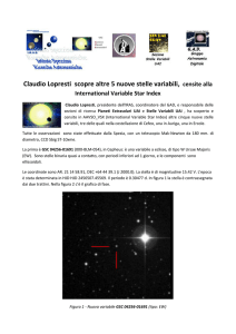 Claudio Lopresti scopre altre 5 nuove stelle variabili, censite alla