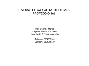 il nesso di causalita` dei tumori professionali